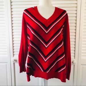 2/$25 LIZ CLAIBORNE Red Striped Sweater Size 1X